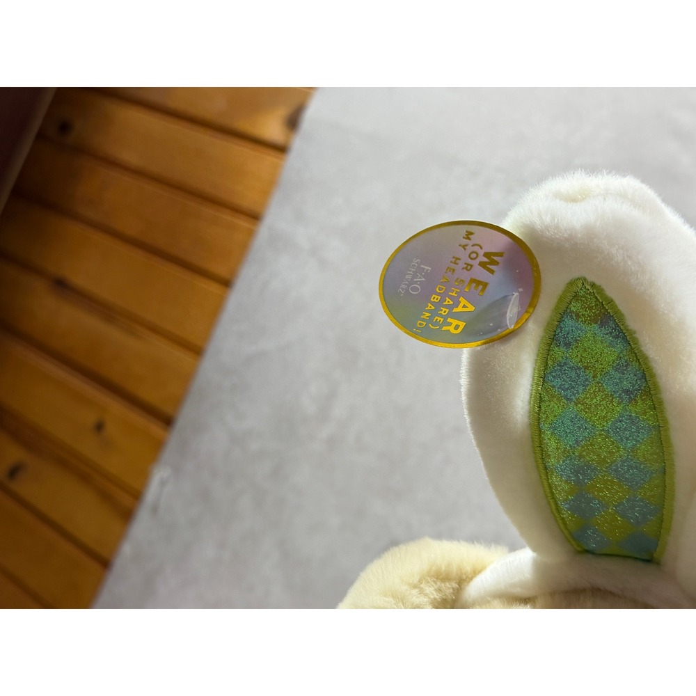 FAO Schwarz "Cheers 4 Ears" Yellow Lab Puppy Dog Plush Bunny Ears and Bowtie - Picture 8 of 16
